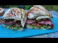 steak sandwich with chimichurri and caramelised onions via cast iron u0026 fire