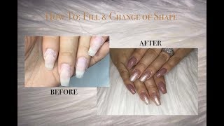 How To: Acrylic Nails Fill From Almond to Coffin