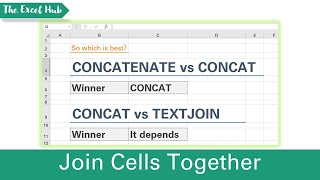 CONCATENATE VS CONCAT VS TEXTJOIN - Join Text From Different Cells Together In Excel