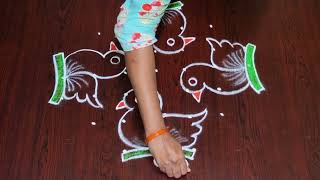 Birds 🐦rangoli || daily rangoli || kolam designs ||