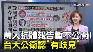 萬人抗體報告暫不公開! 台大公衛認\