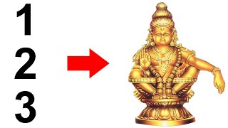 Turn 123 into Lord Ayyappa drawing easy - Easy way to draw lord swamy ayyappan drawing step by step