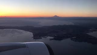 三浦半島 富士山　シルエット 東京湾　夕日　飛行機