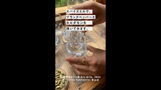 ガラスのスパイスミルで、ブラックペッパーとカルダモンを挽いてみます。 / 安達 寿英ガラス展 8/6-826, 2022【TOKYO FANTASTIC 青山店】