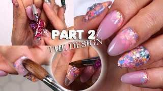 ✨Pt 2 Short Oval Acrylic nails | Glitter Cuticle Fade | Glitter Planet