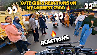 Cute Girls Crazy Reactions On My Loudest Kawasaki Z900 🔥 | Kawasaki Z900 Bs6 Topend Test 😱 277 + 😳