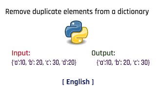 Remove duplicate elements from dictionary | Python | English | Tutorial | 2022
