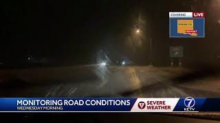 Hazardous road conditions in Nebraska on Wednesday morning