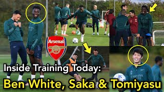 ✅INSIDE TRAINING TODAY | Ben White, Saka \u0026 Tomiyasu STORM'S Arsenal Training Today READY forA.Villa