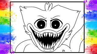 Scary Huggy Wuggy Face Coloring Page | Poppy Playtime Coloring | Elektronomia-Sky High [NCS Release]