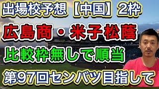 【中国地区】2枠のため妥当な選考か「優勝の広島商・準優勝の米子松蔭（島根）」で決着？比較枠のない選考・・・【第97回センバツ目指して】