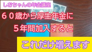 ６０歳から厚生年金に５年間加入すると、年金はどのくらい増えるの？　元年金事務所職員のわかりやすい年金