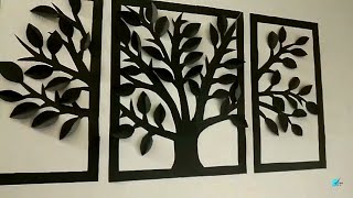 দেয়াল নকশা/ Wall decorate with paper tree/ diy wall decorating idea/ How to use a4 size color paper