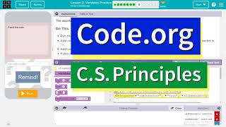 Code.org Lesson 3.7 Variables Practice | Tutorial with Answers | Unit 4 CS Principles