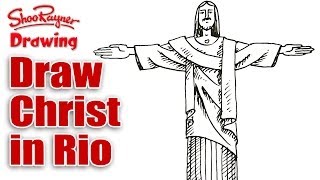 How to draw The Statue of Christ the Redeemer in Rio de Janero - Cristo Redentor