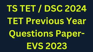 2023 EVS TET PAPER 1