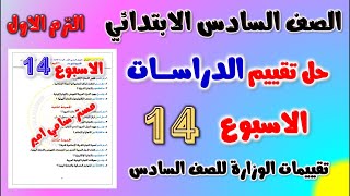 حل التقييم الاسبوعي الاسبوع الرابع عشر دراسات للصف السادس الابتدائي | حل تقييم الاسبوع ال 14 دراسات