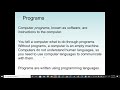 Java Language: Introduction to Computers -- computer basics, programs, and operating systems