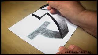 Very Easy - Drawing 3D Letter T - Trick Art with Pencil -