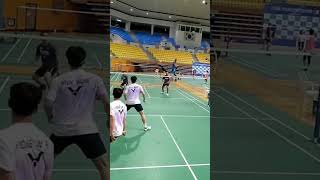 バドミントン40代シニアがペアの配球のおかげで美味しい所を決めたラリー! #badminton #totos北九州 #バドミントン #배드민턴 #全日本シニア #badmintonlovers