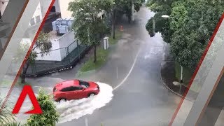 Flash floods at Jalan Greja, Bedok