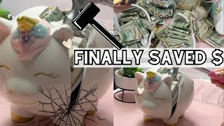 I DID IT! | ONE SAVINGS CHALLENGE COMPLETE | $2000 SAVINGS | 2024 UNSTUFFING | BREAKING MY PIGGYBANK