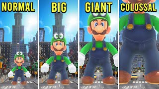 Super Luigi Odyssey - Mini VS Small VS Big VS Giant VS Colossal Luigi