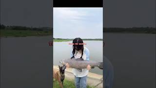 Beautiful girl catch fish #fishing .