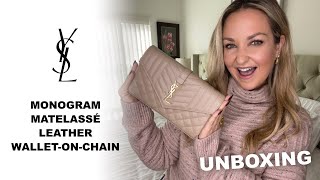 Saint Laurent envelope monogram matelassé wallet on chain bag | YSL *unboxing*