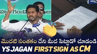 YS Jagan Mohan Reddy First Signature As A Chief Minister Of Andhra Pradesh