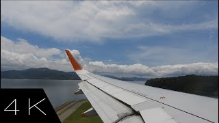 Jetstar A320 landing at Nagasaki Airport/長崎空港 (Window view)