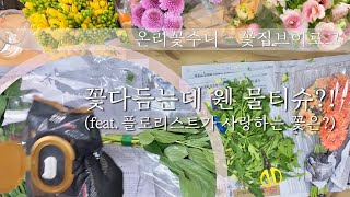 [꽃수니TV] 꽃 다듬는데 웬 물티슈?? 꽃컨디셔닝 + 꽃 이름 찾기(feat.플로리스트가 사랑하는 꽃은?) | Flower shop Florist Vlog