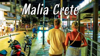 Malia Crete, walking tour 4k, Greece 2022