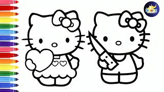 How To Draw Two Cute Hello Kitty, Hello Kitty Drawing For Kids@dibujos-felices @HelloKittyandFriends