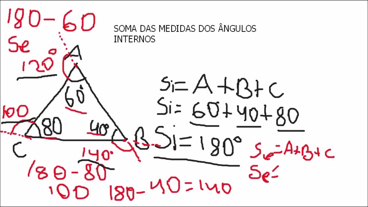 SOMA DAS MEDIDAS DOS ÂNGULOS INTERNOS (Aula 1) - YouTube