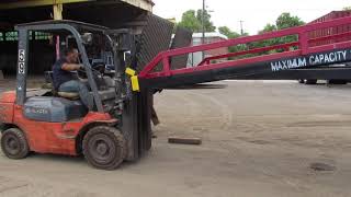 TBC-Ramps.com Unloading a short ramp with one forklift