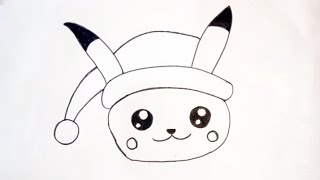 HOW TO DRAW CUTE CHRISTMAS PIKACHU EASY DRAWING