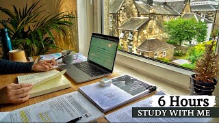 6 HOUR STUDY WITH ME | Background noise, Rain Sound, 10-min Break, No music, Study with Merve