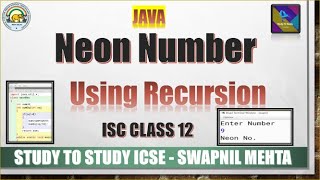 Neon Number using Recursion in Java | ISC Computer