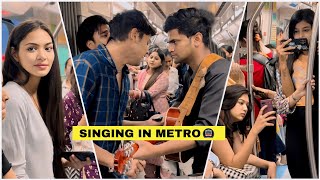 Singing Randomly Hindi Viral Songs In Metro| Amazing Girls Reactions😍In Public With Prank| Jhopdi K