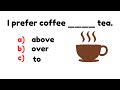 Prepositions  English Grammar Quiz | Prepositions at, in, on | Grammar test |