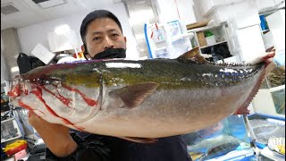 12kg 대방어 올해 처음으로 잡았는데 깜짝놀랐습니다~/대방어 회뜨기/ Yellowtail Amberjack Cutting, sashimi_Korean food