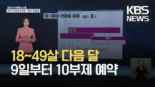 18~49살 다음달 9일 예약, 26일 접종…10부제로 예약, 생일-날짜 끝자리 일치해야 / KBS 2021.07.31.