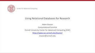 Using Relational Databases for Research