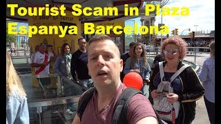 Vlog#1- Back To Barcelona! , Avoid tourist scam in Plaza Espanya. 4K