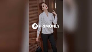 เสื้อเชิ้ตทำงานผู้หญิงคอวีแขนยาว [2678-2679] PRIMONLY