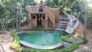 Build The Most Beautiful Underground Swimming Pool Water Slide With Waterfall