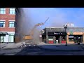 raw video partially collapsed building demolished in east boston