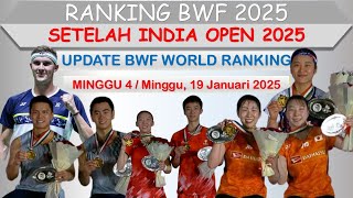 Ranking BWF 2025 │ Setelah India Open 2025 │ Banyak Perubahan Ranking