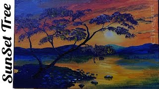 Simple & Easy Sunset Acrylic Painting Tutorial